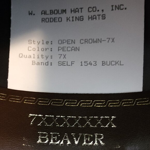 Rodeo King 7X Beaver Felt Long Oval Pecan Color Cowboy Hat - Picture 9 of 11